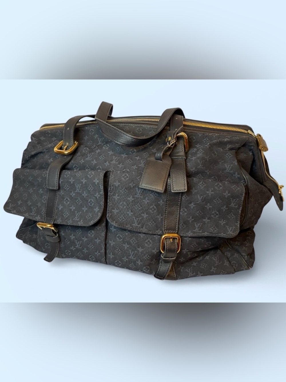 Louis Vuitton Blue Monogram Duffel Bag with Gold Hardware - Picture 2 of 9